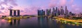 Singapore,Singapore Ã¢â¬â July 2016 : Aerial view of Singapore city skyline in sunrise or sunset at Marina Bay, Singapore